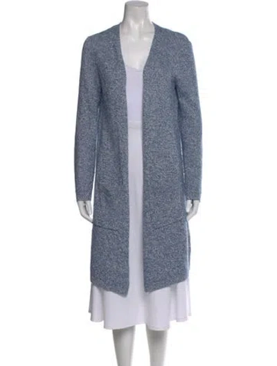 Pre-owned Theory Linen V-neck Sweater In Blue