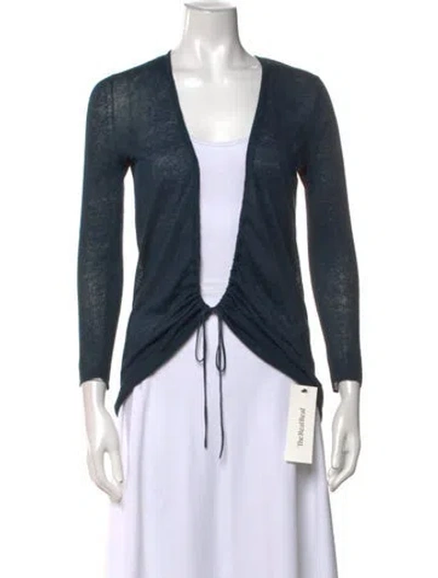 Pre-owned Theory Linen V-neck Sweater In Blue