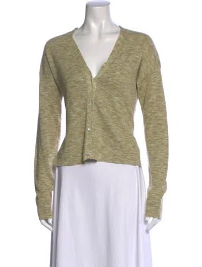Pre-owned Theory Linen V-neck Sweater In Green