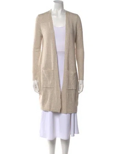 Pre-owned Theory Linen V-neck Sweater In Neutral