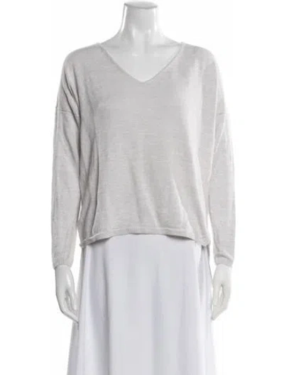 Pre-owned Theory Linen V-neck Sweater In Neutral