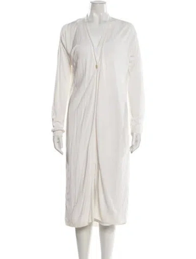 Pre-owned Theory Linen V-neck Sweater In Neutral