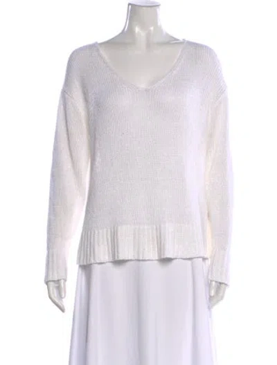 Pre-owned Theory Linen V-neck Sweater In Neutral