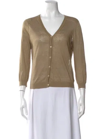 Pre-owned Theory Linen V-neck Sweater In Neutral