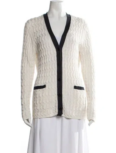 Pre-owned Theory Linen V-neck Sweater In Neutral
