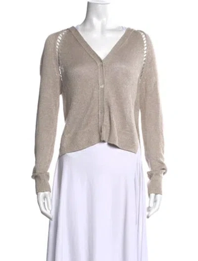 Pre-owned Theory Linen V-neck Sweater In Neutrals