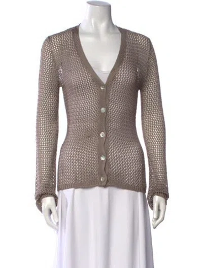 Pre-owned Theory Linen V-neck Sweater In Neutrals