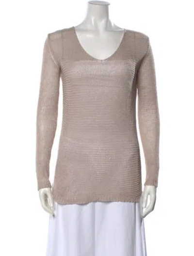 Pre-owned Theory Linen V-neck Sweater In Neutrals