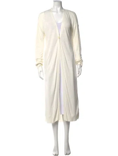 Pre-owned Theory Linen V-neck Sweater In Neutrals