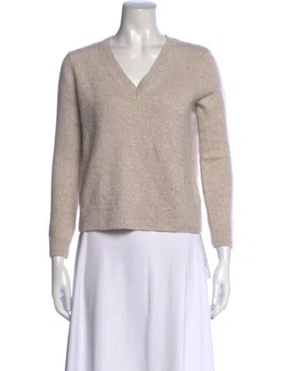 Pre-owned Theory Linen V-neck Sweater In Neutrals