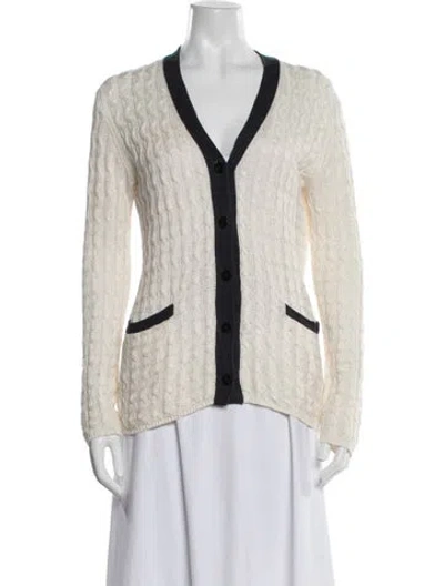 Pre-owned Theory Linen V-neck Sweater In Neutrals