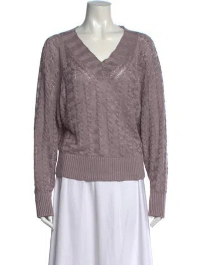 Pre-owned Theory Linen V-neck Sweater In Purple