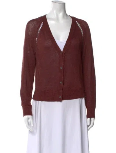 Pre-owned Theory Linen V-neck Sweater In Red