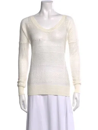 Pre-owned Theory Linen V-neck Sweater In White