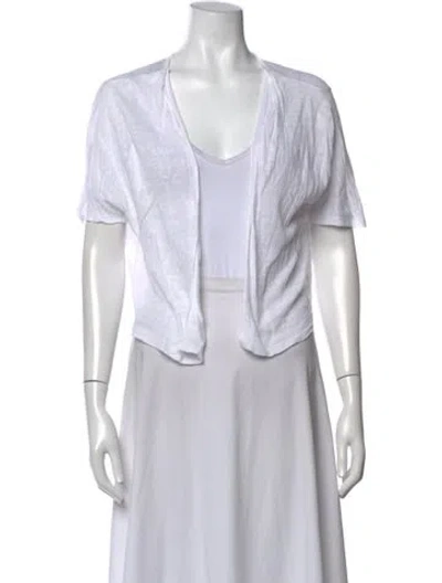 Pre-owned Theory Linen V-neck Sweater In White