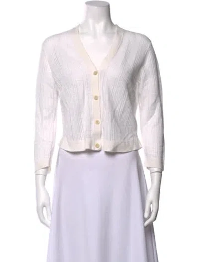Pre-owned Theory Linen V-neck Sweater In White