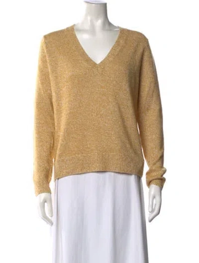 Pre-owned Theory Linen V-neck Sweater In Yellow