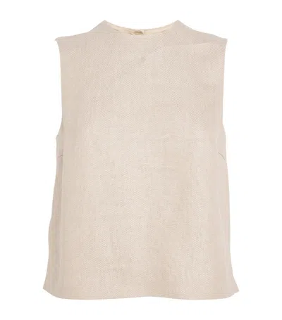 Theory Linen Zip-up Clean Top In Neutral