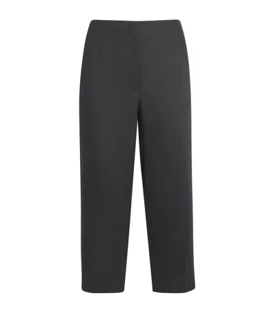 Theory Linen-blend Capri Trousers In Gray