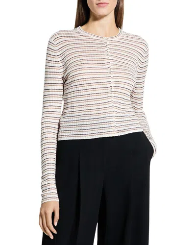 Theory Linen-blend Crop Cardigan In Multicolor