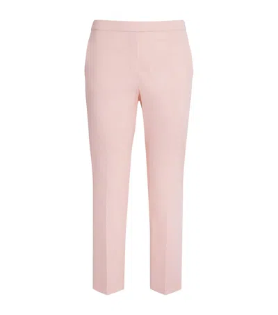 Theory Linen-blend Straight Chinos In Pink