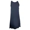 Theory Long Back Sleeveless Midi Dress In Navy Blue Silk In Blue