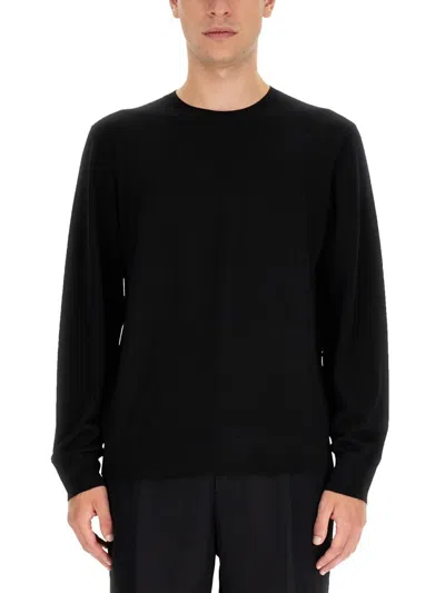 Theory Long-sleeved Crewneck Knit Jumper In Black