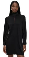 Theory Blouson Sleeve Cutout Satin Dress In Black