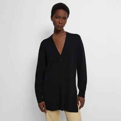 Theory Long Cardigan In Cashmere In Black