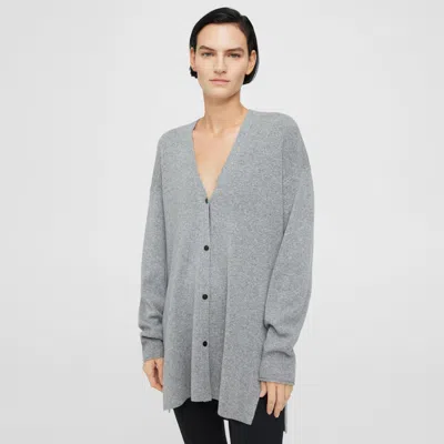 Theory Long Cardigan In Cashmere In Husky