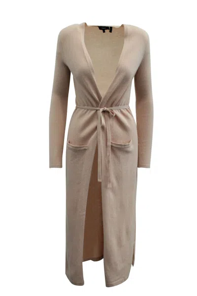 Theory Long Cardigan In Pink Cashmere