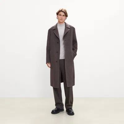 Theory Long Coat In Atelier Wool In Brown