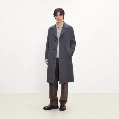 Theory Long Coat In Atelier Wool In Gray