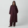 Theory Long Double-breasted Coat In Textured Wool-cashmere In Purple