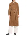 Theory Belted Suede Trench Coat In Brown