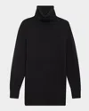 Theory Long Oversized Cashmere Turtleneck Sweater In Black