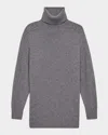 Theory Long Oversized Cashmere Turtleneck Sweater In Light Charcoal