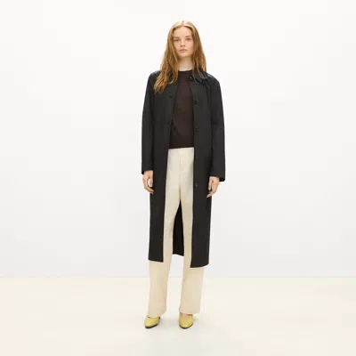 Theory Long Single-breasted Coat In Trench Cotton In Black