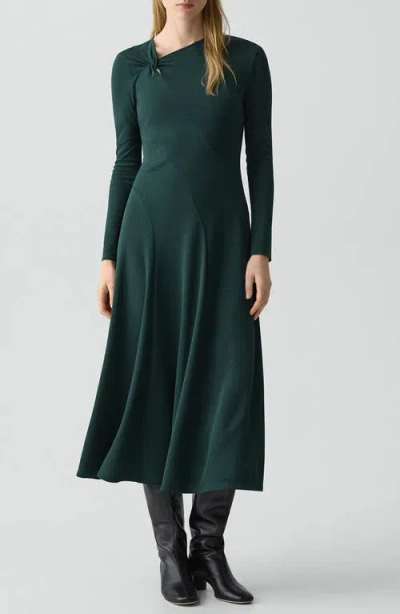 THEORY THEORY LONG SLEEVE A-LINE MIDI DRESS