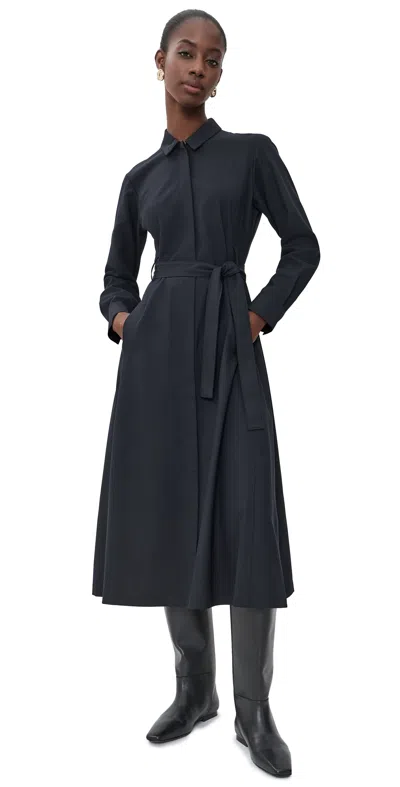 Theory Long Sleeve Belted Shirtdress Black