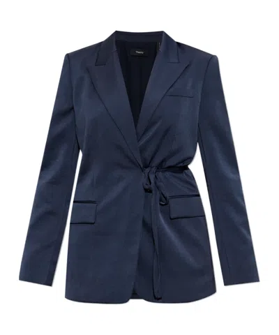 Theory Notched-lapels Blazer In Blue