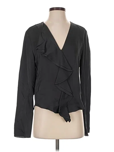 Pre-owned Theory Long Sleeve Blouse In Black