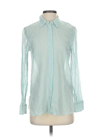 Pre-owned Theory Long Sleeve Blouse In Blue