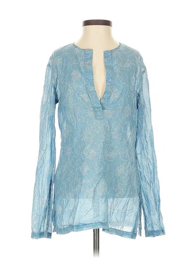 Pre-owned Theory Long Sleeve Blouse In Blue
