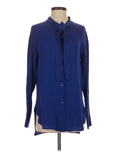 Pre-owned Theory Long Sleeve Blouse In Blue