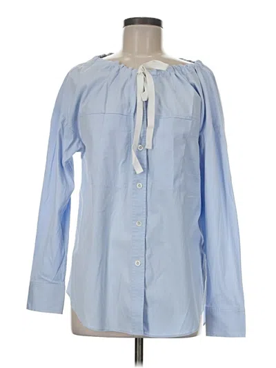 Pre-owned Theory Long Sleeve Blouse In Blue