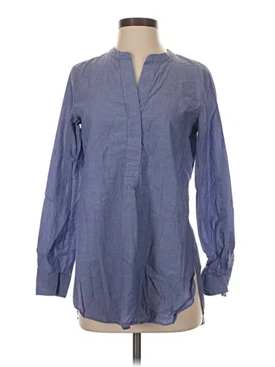 Pre-owned Theory Long Sleeve Blouse In Blue
