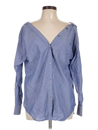 Pre-owned Theory Long Sleeve Blouse In Blue
