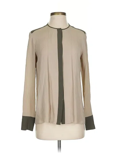 Pre-owned Theory Long Sleeve Blouse In Brown