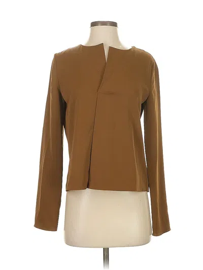 Pre-owned Theory Long Sleeve Blouse In Brown